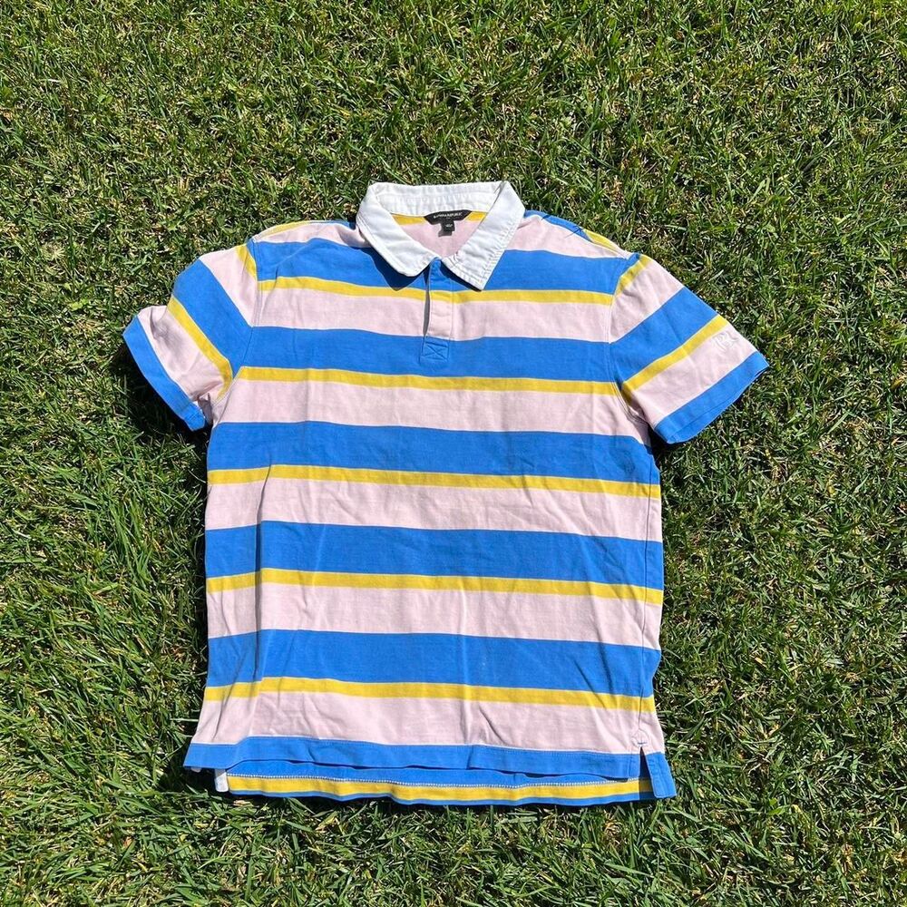 Banana Republic Polo Mens size M Medium y2k pink striped